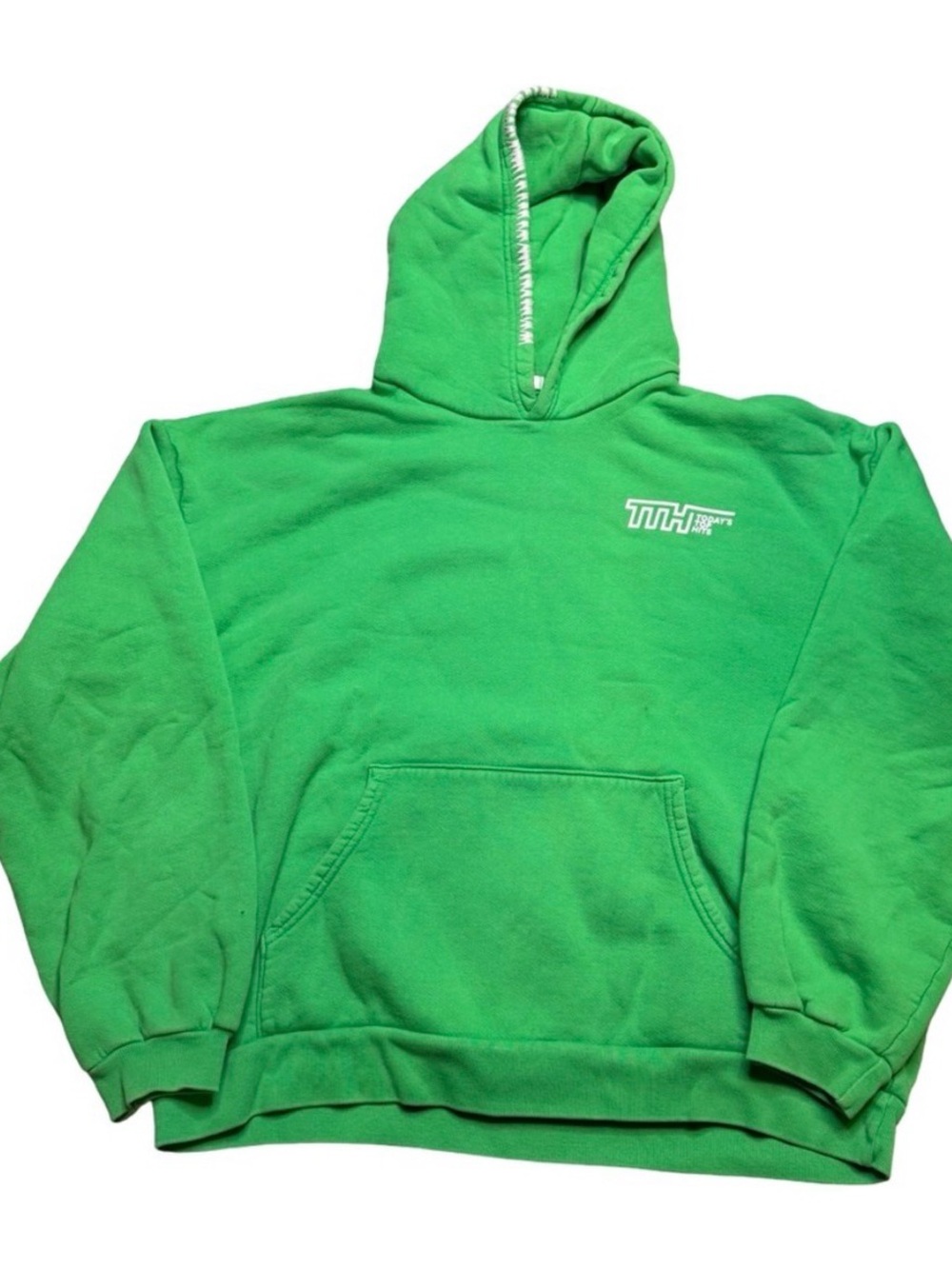 Madhappy Neon Green Hooded Sweatshirt with Contrasting Stitch